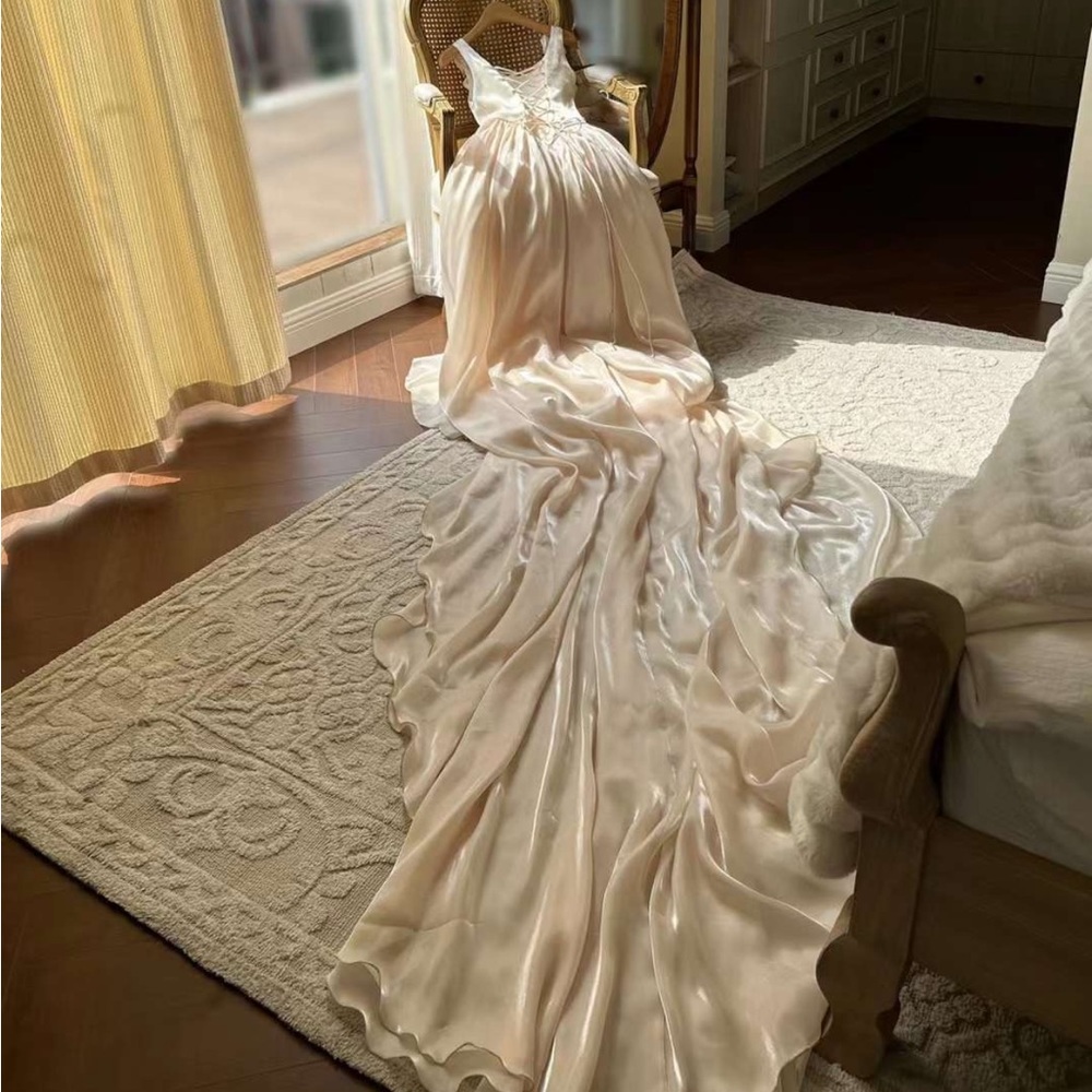 HOLD| Satin wedding dress (size0-6) - Picture 2 of 12